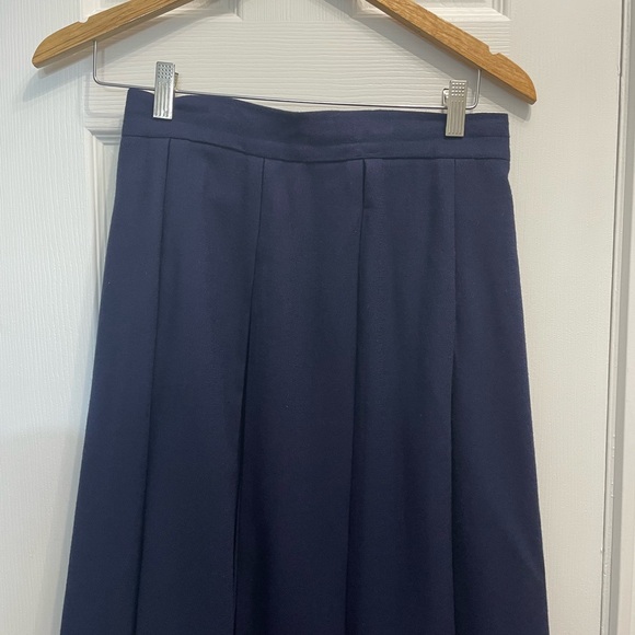 29-Vintage Susan Bristol Maxi Wool Pleated Skirt Dark Navy Blue 10 Librarian - Picture 3 of 11